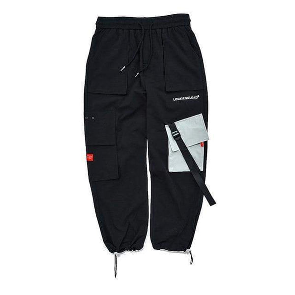 Black fashion tactical joggers