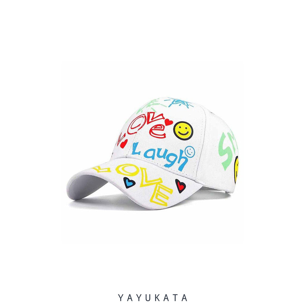 YAYUKATA Caps & Hats WHITE / One Size MK8 Graffiti Printed Base Cap
