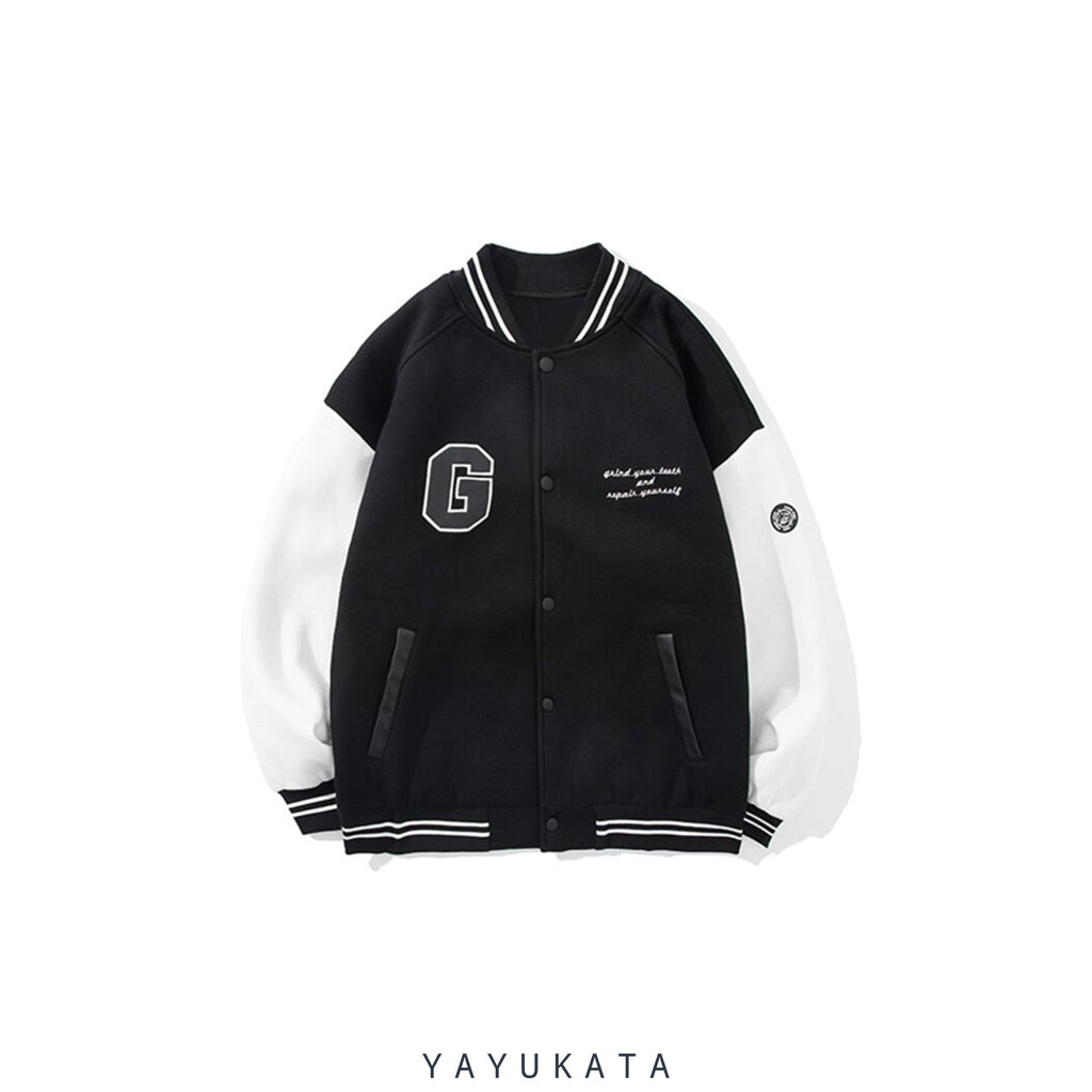 YAYUKATA Coats & Jackets BLACK / M NA6 Loose Baseball Jacket