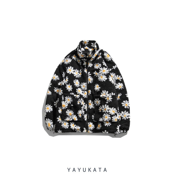 YAYUKATA Coats & Jackets BLACK / XL ZZ3 Daisy Flower Harajuku Fleece Jacket