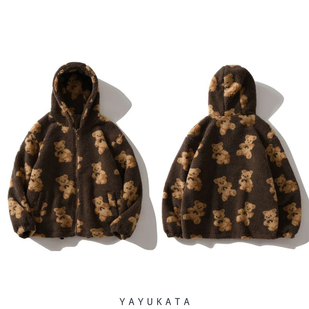 YAYUKATA Coats & Jackets MD3 Bear Printed Streetwear Fleece Jacket
