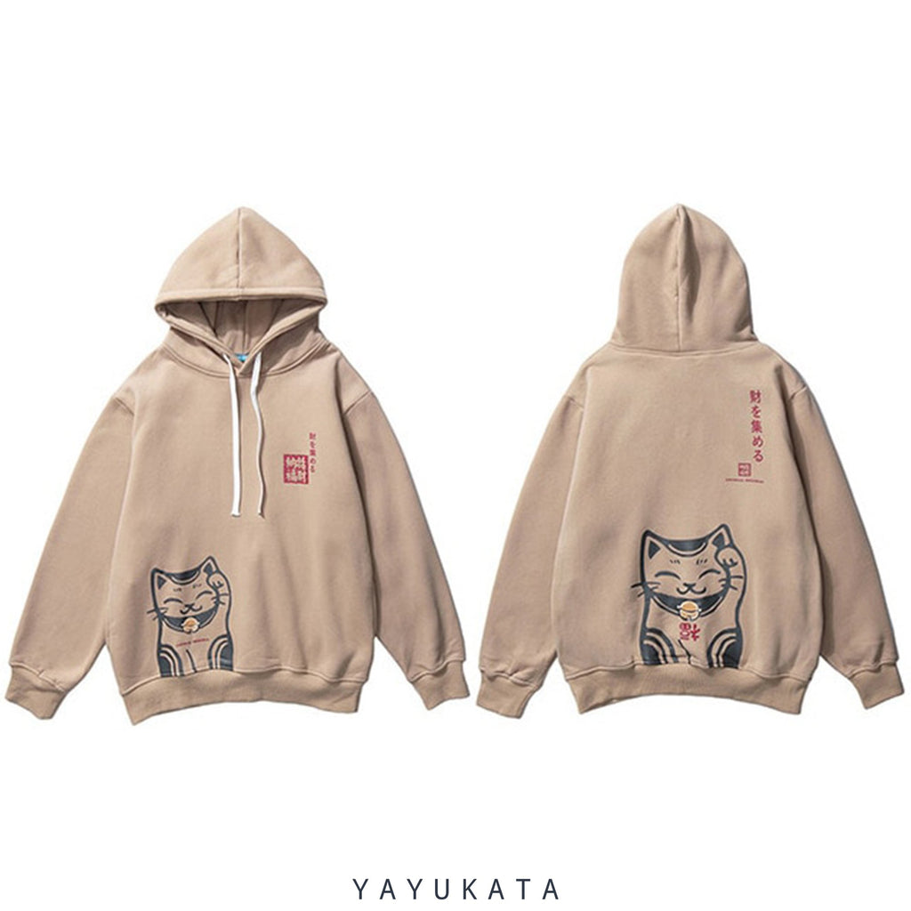 YAYUKATA Hoodies MH2 Casual Cat Printed Streetwear Hoodie
