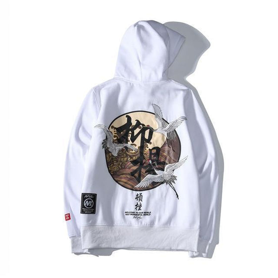 YAYUKATA Hoodies White / M NC1 Japanese Cranes Hoodie