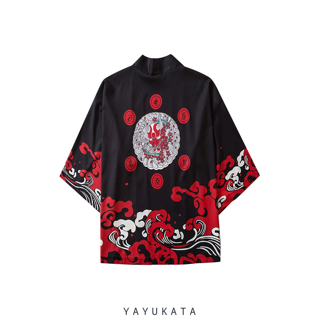 YAYUKATA Kimonos BLACK / M MK1 Japanese Ghost Printed Kimono