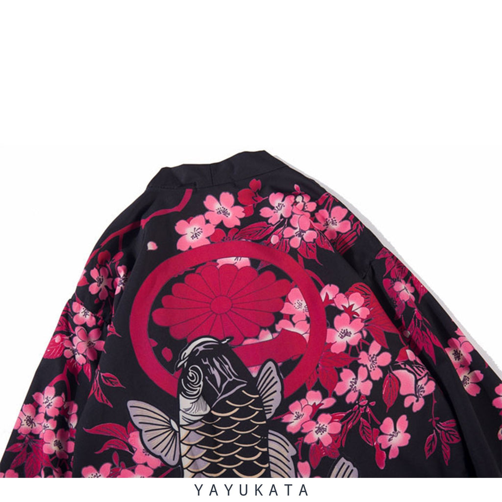 YAYUKATA Kimonos CB2 Cherry Blossom Koi Print Kimono