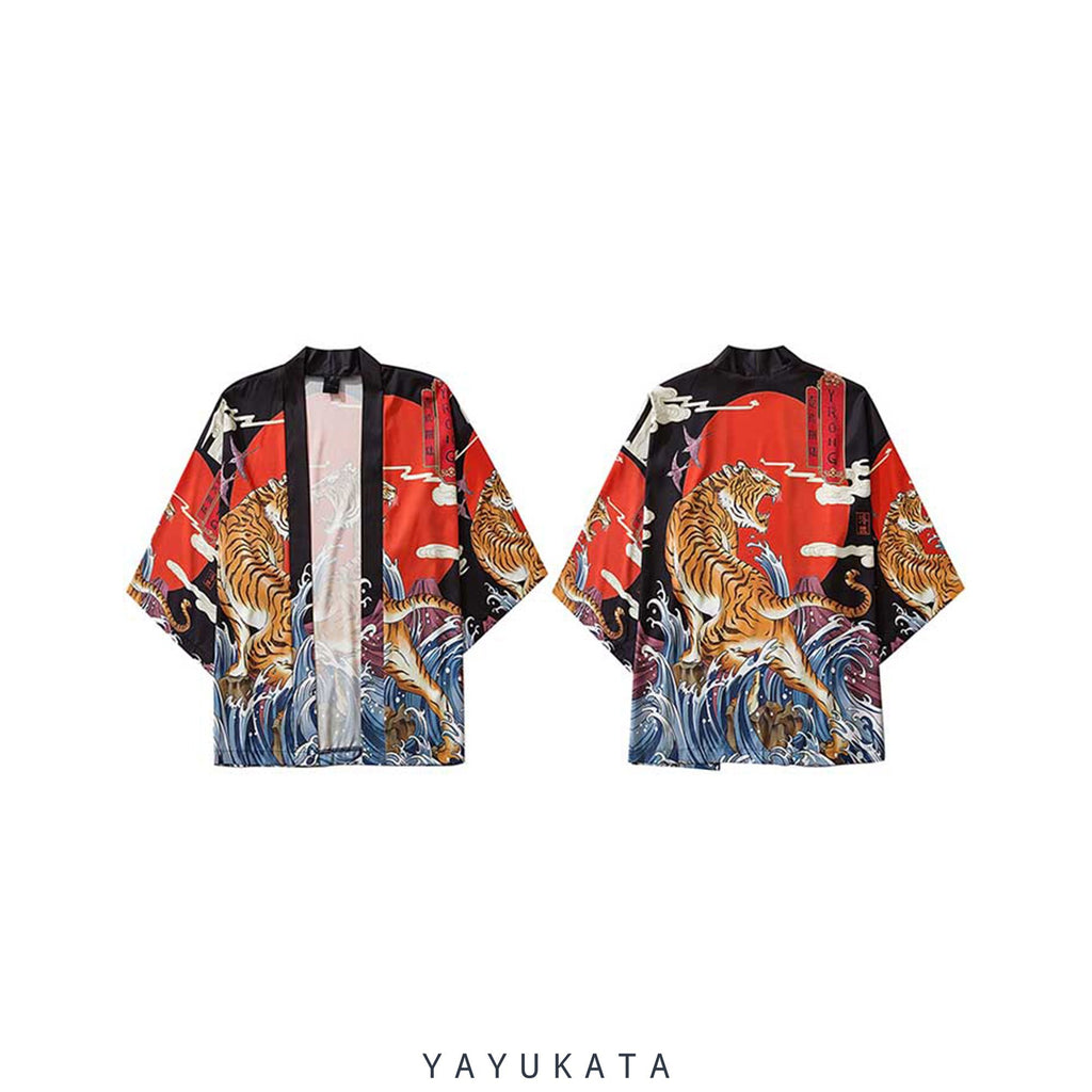 QY7 Harajuku Tiger Print Kimono