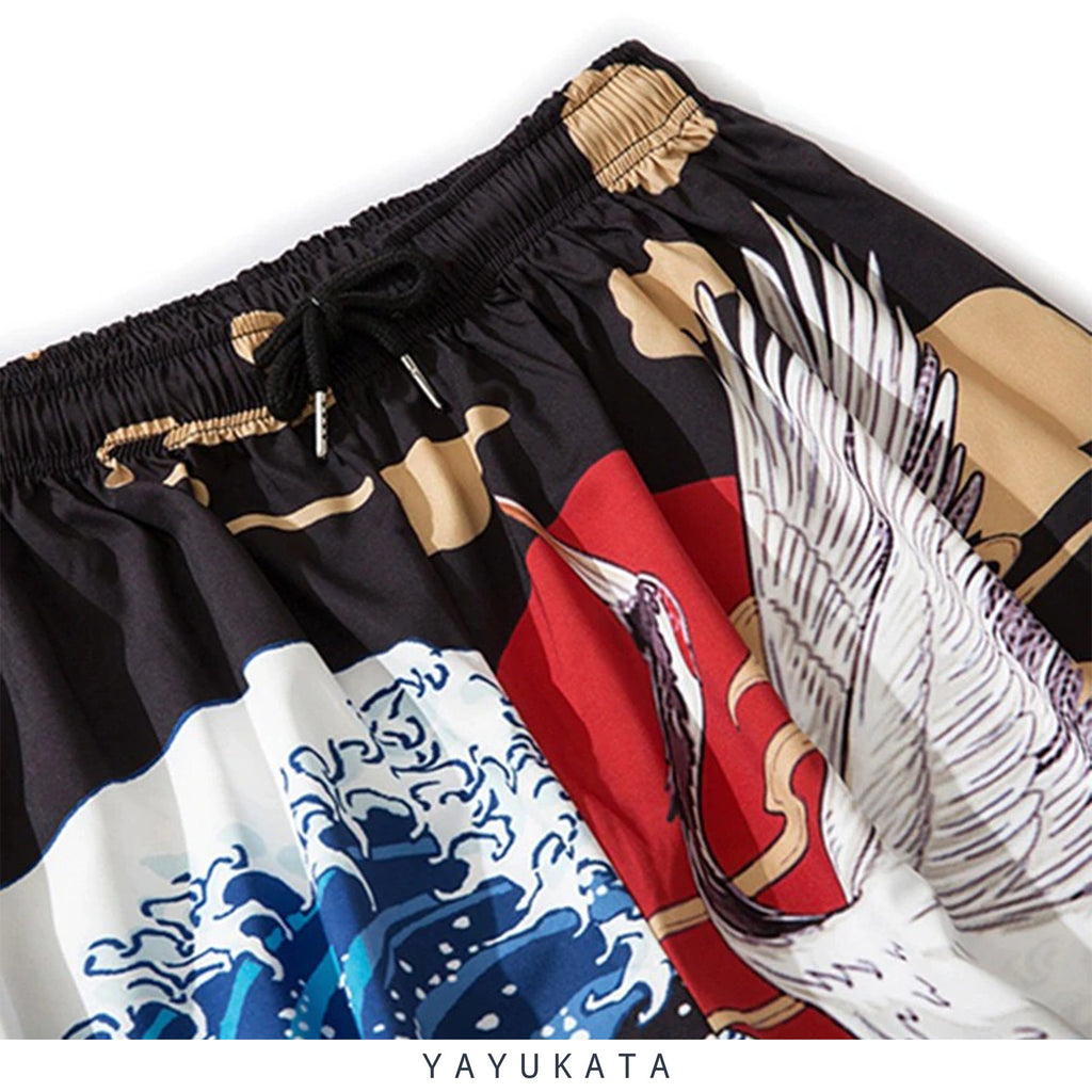 YAYUKATA Pants & Shorts MG7 Great Wave Printed Harajuku Baggy Pants