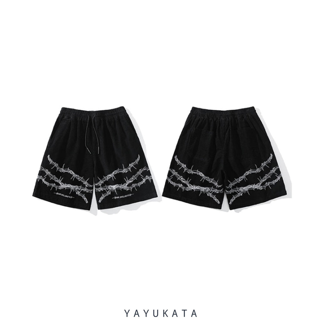 YAYUKATA Pants & Shorts MX8 Wire Fence Printed Harajuku Streetwear Shorts