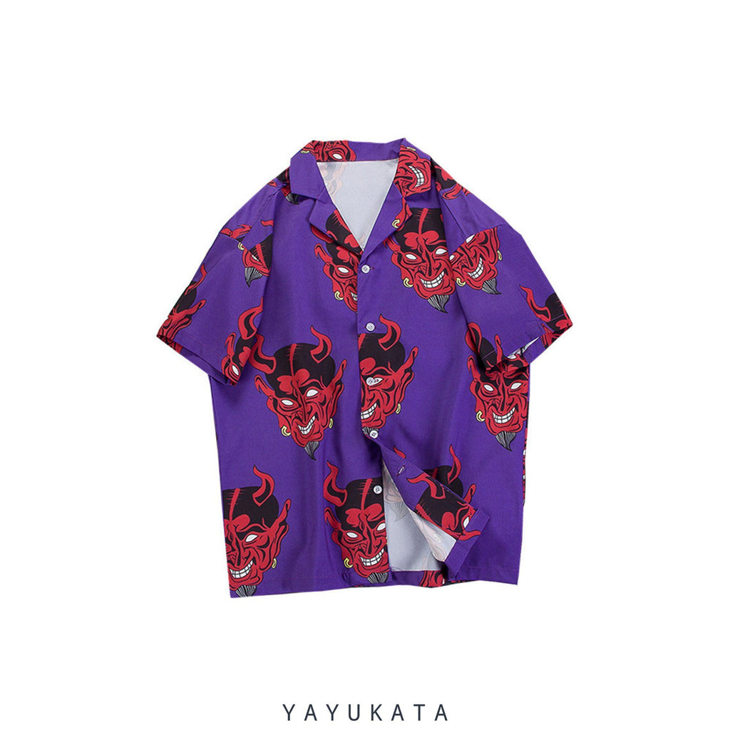 YAYUKATA Shirts BLUE / M VS3 Harajuku Devil Print Shirt