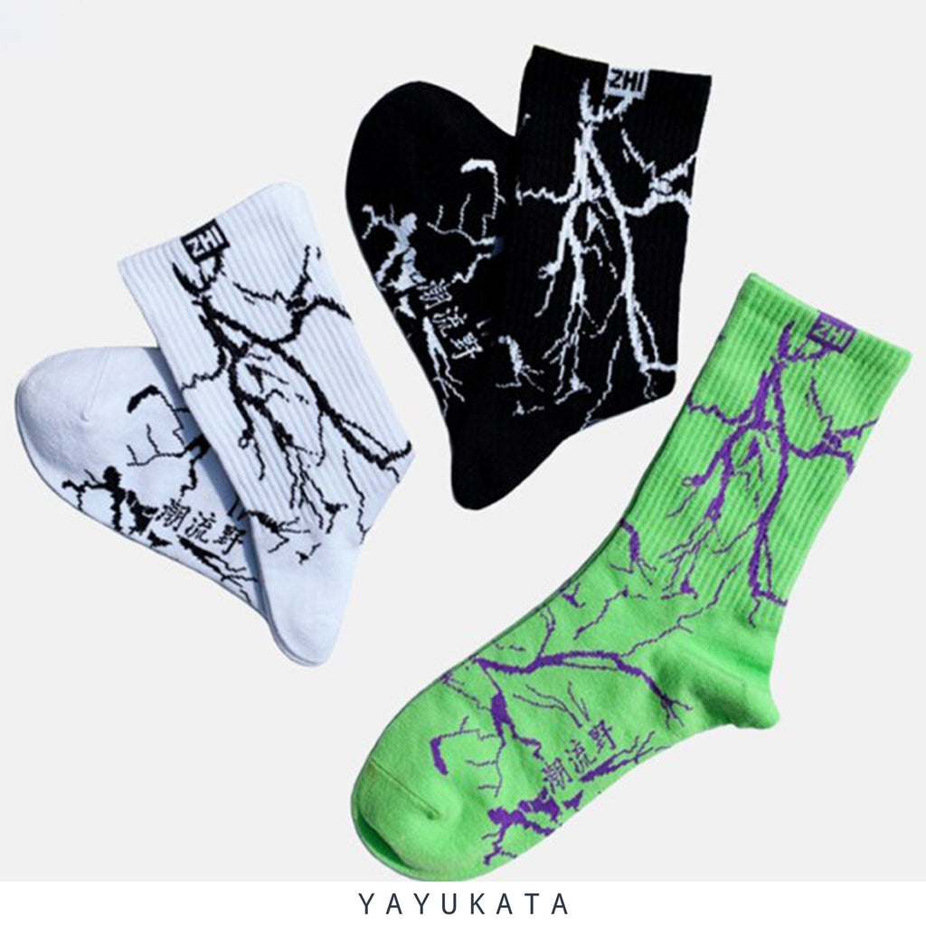 YAYUKATA Socks MU4 Lightning Printed Cotton Socks