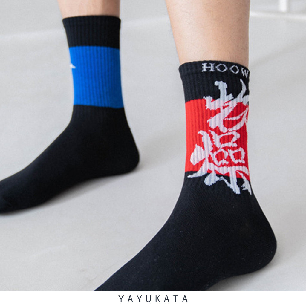 YAYUKATA Socks MU7 Chinese Style Printed Skater Socks
