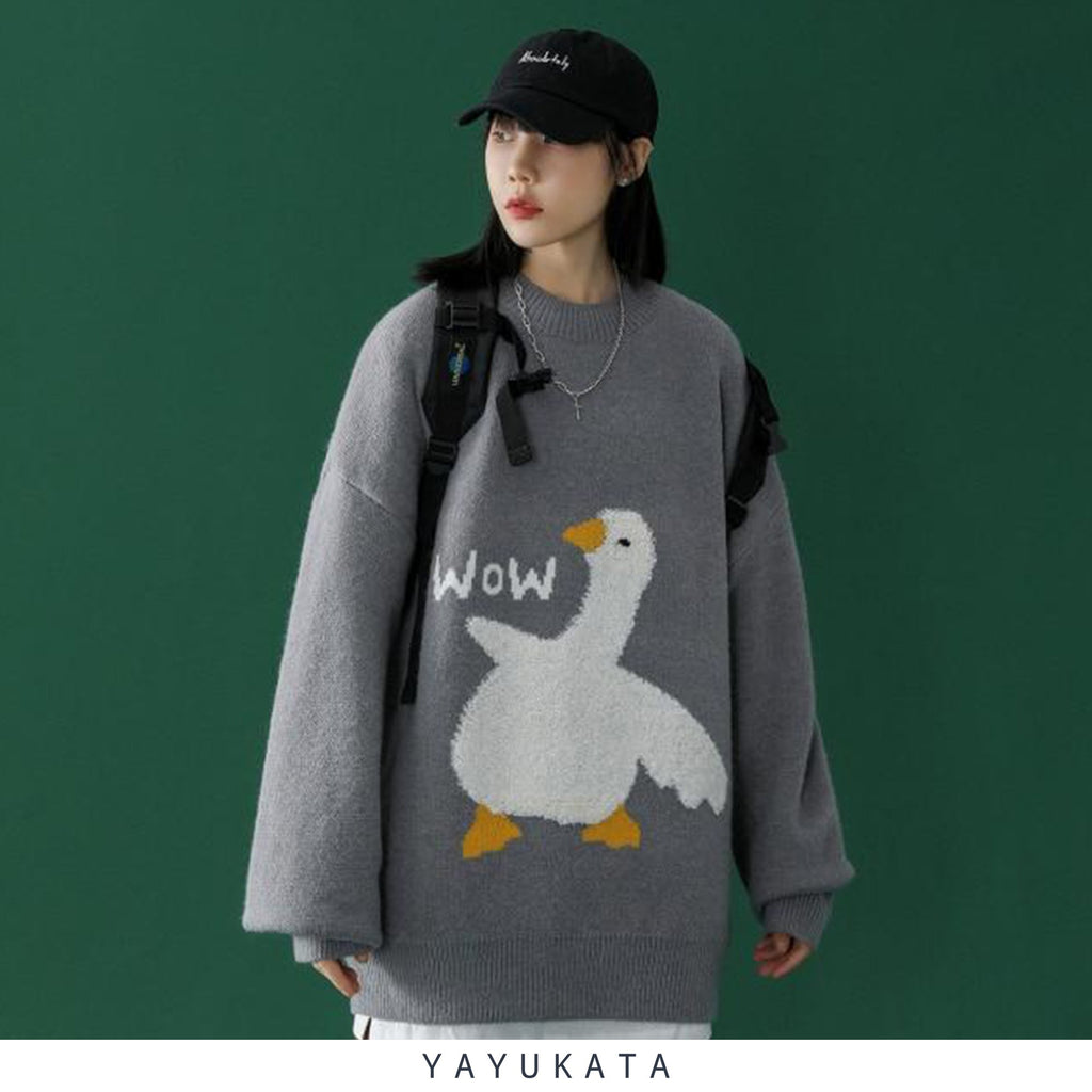 YAYUKATA Sweaters Gray / S MC1 Knitted Harajuku Duck Sweater