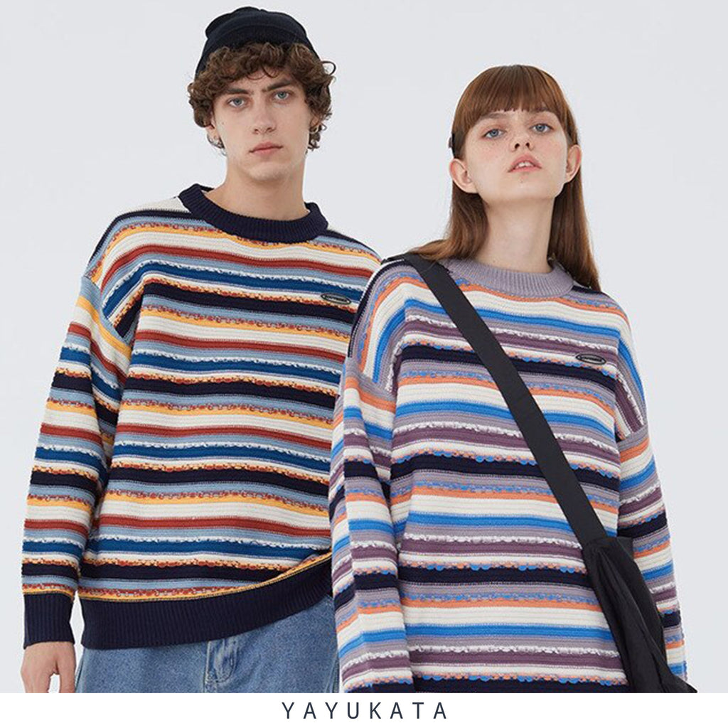 YAYUKATA Sweaters MI6 Colorful Striped Sweater