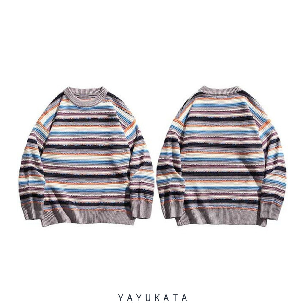 YAYUKATA Sweaters MI6 Colorful Striped Sweater