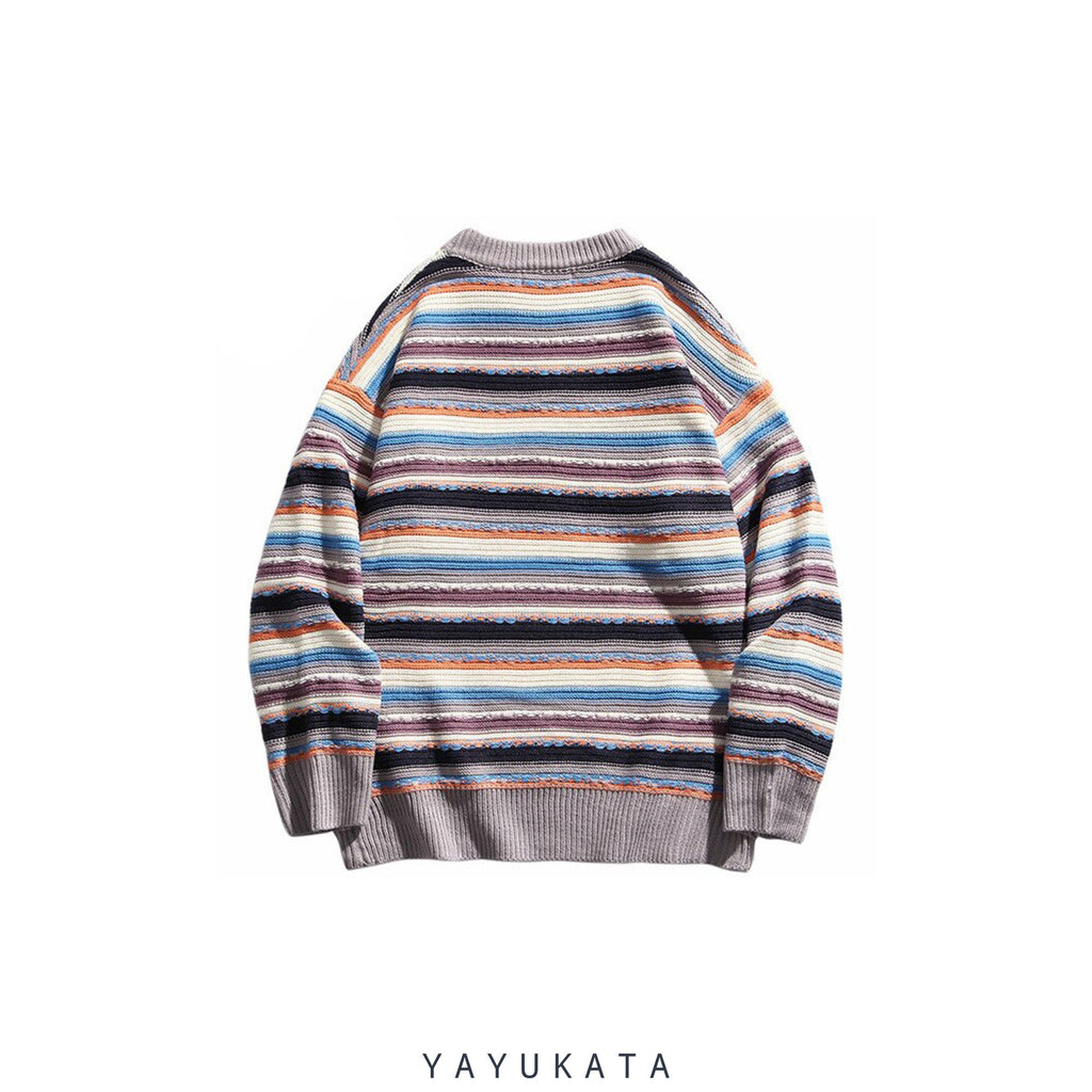YAYUKATA Sweaters PURPLE / L MI6 Colorful Striped Sweater