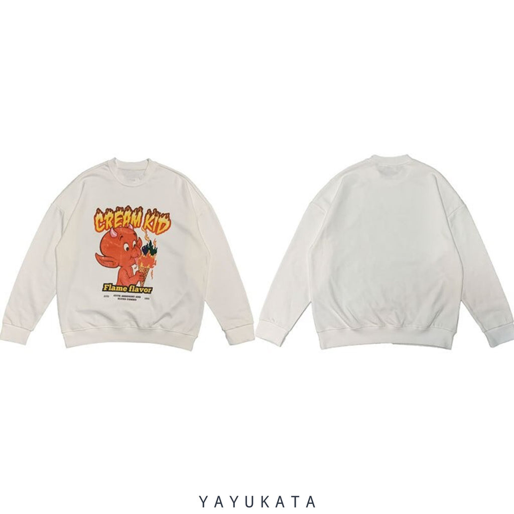 ZG7 Loose "Cream Kid" Printed Harajuku Sweater