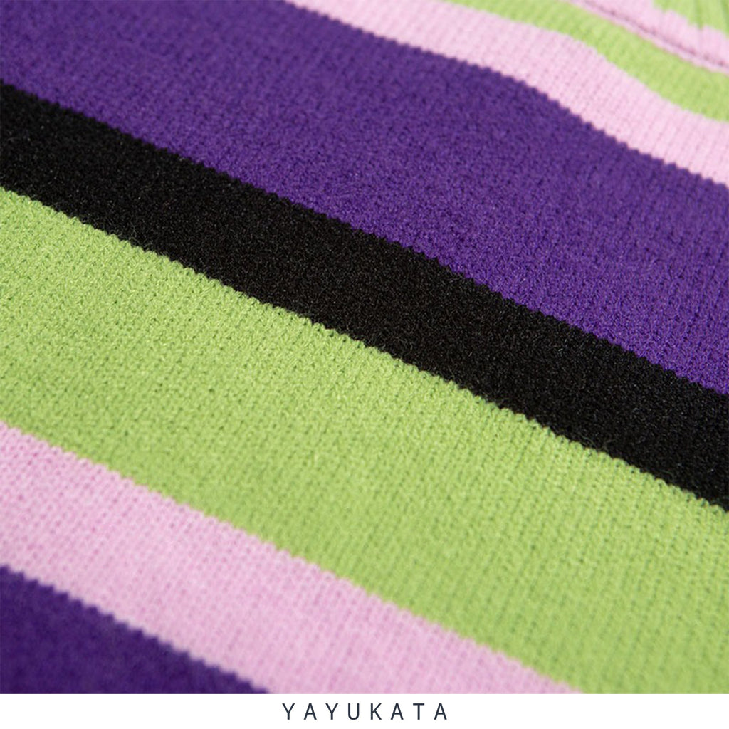 YAYUKATA Sweaters ZM0 Colorful Striped Knitted Harajuku Sweater