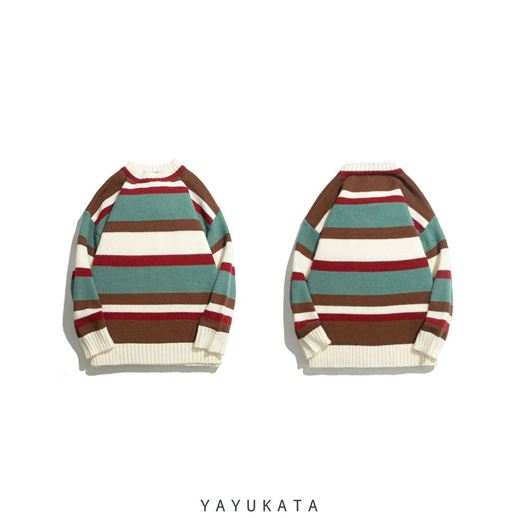 YAYUKATA Sweaters ZM0 Colorful Striped Knitted Harajuku Sweater