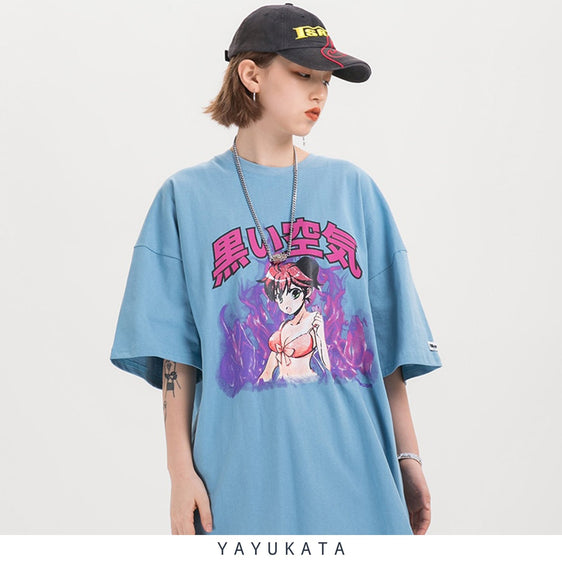 YAYUKATA Tees BLUE / Oversize L XF5 Casual Anime Tee