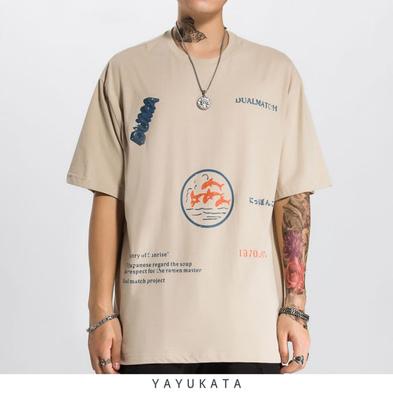 YQ4 "WHALES" Casual Printed Tee