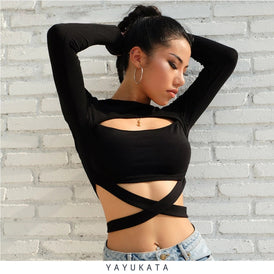 YAYUKATA Tops L YAYUKATA EN2 Long Sleeve Crop Top